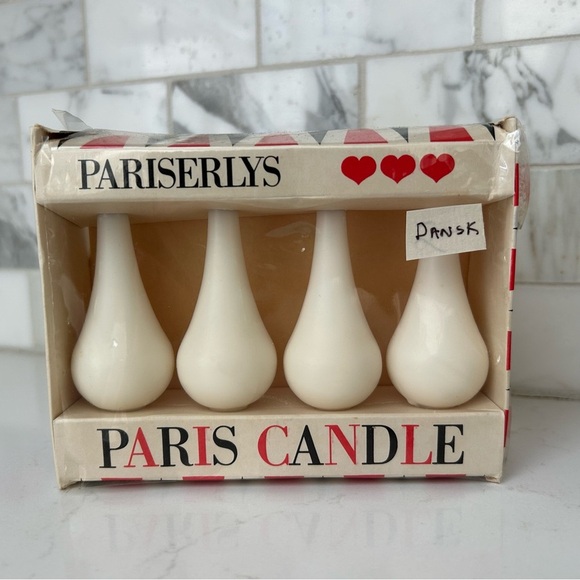 Vintage Dansk MCM Paris Candles Pariserlys Danish Modern Set of 4 White Unused - Picture 1 of 5